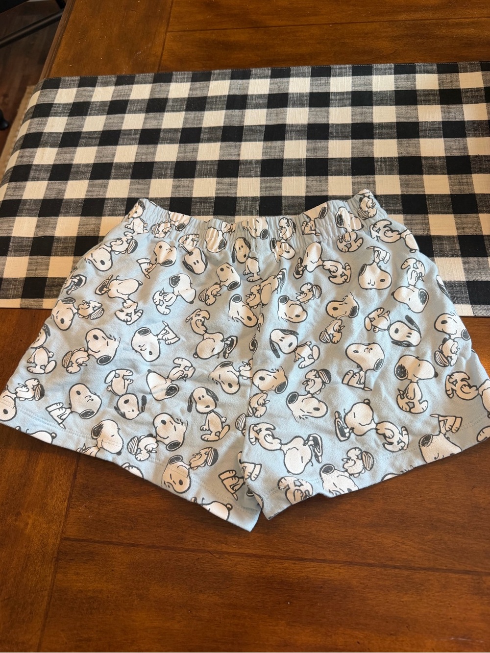 Peanuts Light Blue Snoopy Printed Cotton Blend Shorts - Picture 2 of 3